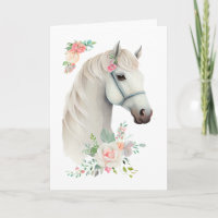 Elegant White Horse Boho Floral Geburtstag
