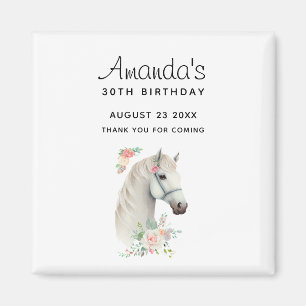 Elegant White Horse Boho Floral Geburtstag Vielen  Magnet
