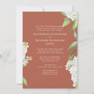 Elegant White Hydrangea Cinnamon IV Wedding Einladung