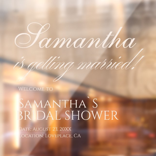 Elegant White is Getting Married! Bridal Shower  Fensteraufkleber (Blatt 2)