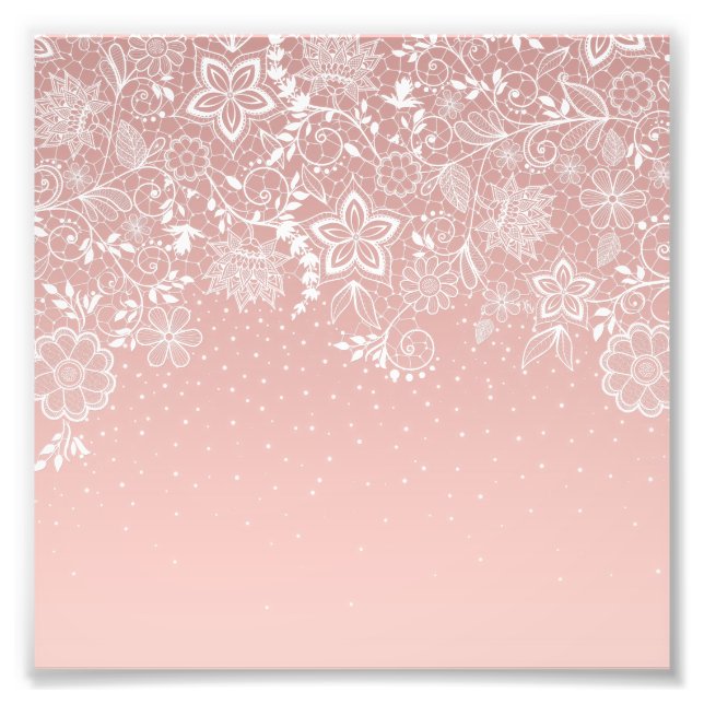 Elegant white lace floral and confetti design fotodruck (Vorne)