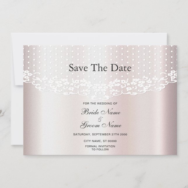 Elegant White Lace Floral Save the Date (Vorderseite)