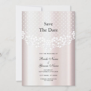 Elegant White Lace Floral Save the Date