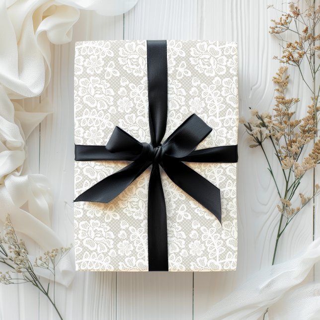 Elegant White Lace Geschenkpapier (Elegant White Lace Wrapping Paper)