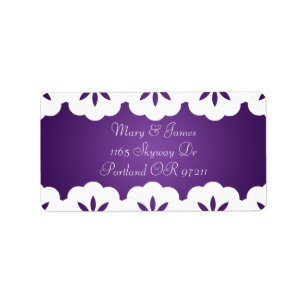 Elegant White Lace Wedding Address Lila Adressaufkleber