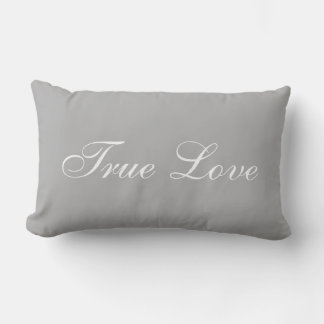 Elegant White Liebe Calligraphy on Silver Gray Lendenkissen