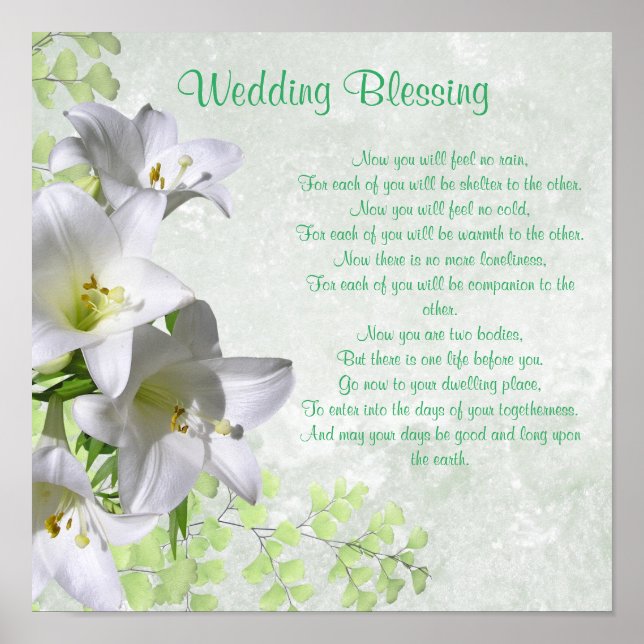 Elegant White Lilies Apache Wedding Segen Poster (Vorne)