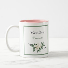 Elegant White Magnolia Blossom Bridesmaid Zweifarbige Tasse