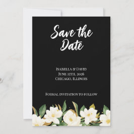 Elegant White Magnolia Save The Date