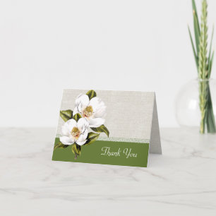 Elegant White Magnolias Wedding Vielen Dank Dankeskarte