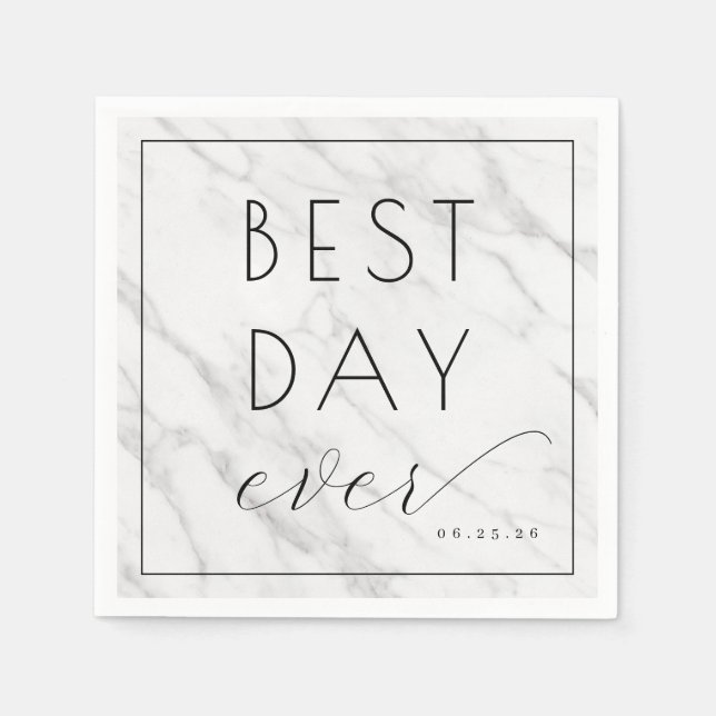 Elegant White Marble Calligraphy Serviette (Vorderseite)