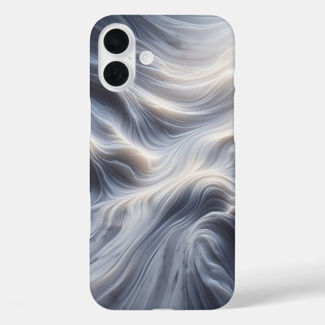 Elegant White Marble Waves Case Soft Flowing Grey (Rückseite)