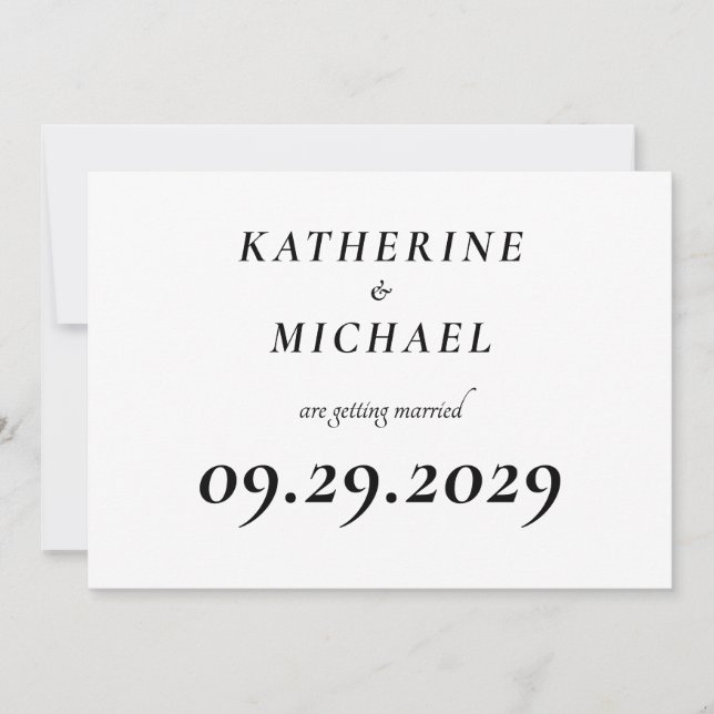 Elegant White Minimal Wedding Invitations Einladung (Vorderseite)