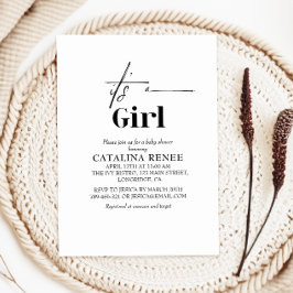 Elegant White Minimalistisch eine Girl-Babydusche Einladung