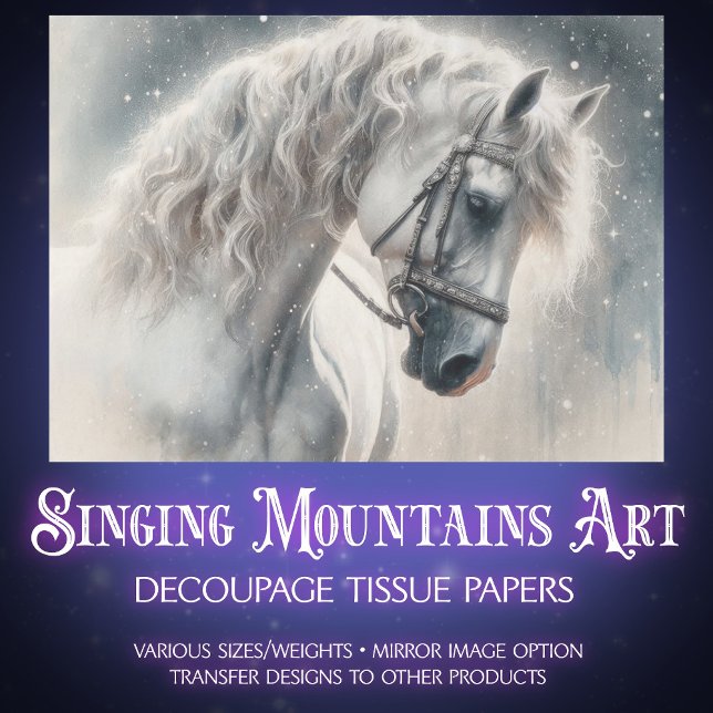 Elegant White Mystical Fairytale Horse Decoupage Seidenpapier (Von Creator hochgeladen)