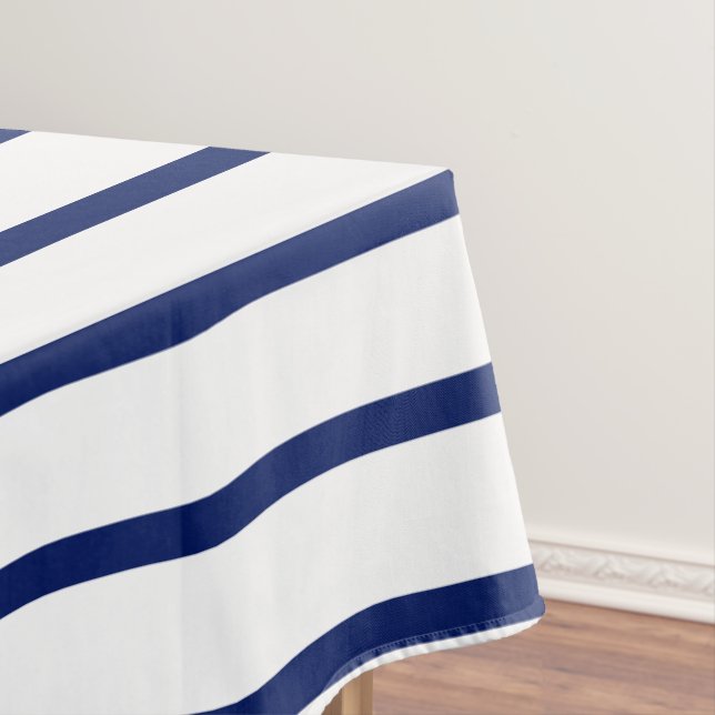 Elegant white & navy blue stripes minimalist chic tischdecke (Beispiel)