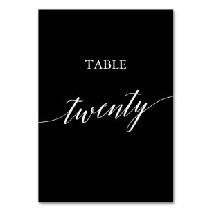 Elegant White on Black Calligraphy Table 20 Tischnummer