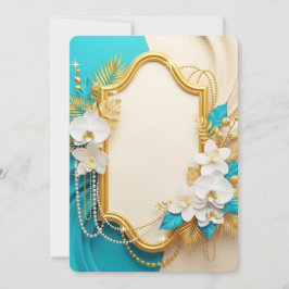 Elegant White Orchids Gold Frame Einladung