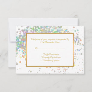ELEGANT WHITE PASTEL HOLOGRAPHIC CUSTOM UAWG RSVP KARTE