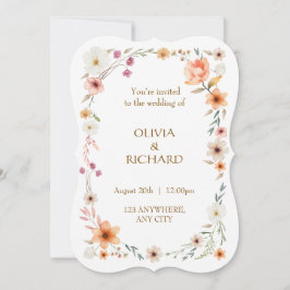 Elegant White & Peach Floral Wedding invitations Einladung