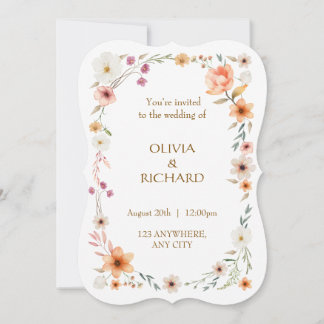 Elegant White & Peach  Floral Wedding invitations Einladung