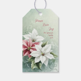 Elegant White Pink Christmas Poinsettias Geschenkanhänger