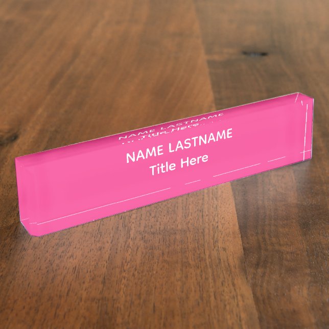 Elegant white & pink custom name Desk Nameplate Namensplakette (Seite)