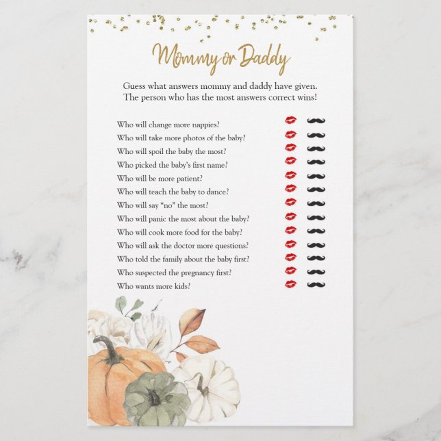 Elegant White Pumpkin Mommy oder Daddy Games (Vorderseite)