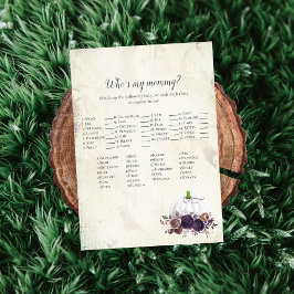 Elegant White Pumpkin Who is My Mommy Game Einladung