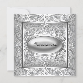 Elegant White Quinceanera Einladung