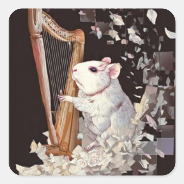 Elegant White Rat Sticker – Fantasy Design (Vorderseite)