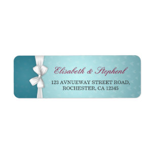 Elegant White Ribbon Türkise Wedding Address