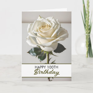 Elegant White Rose 100. Geburtstag Karte