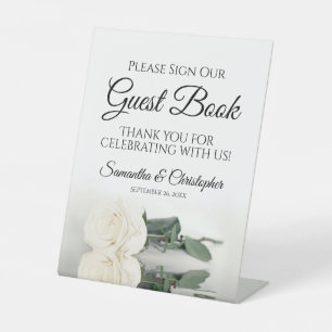 Elegant White Rose Bitte unterschreiben Sie unser  Sockelschild