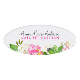 Elegant White Rose Floral Professional Name  Namenschild