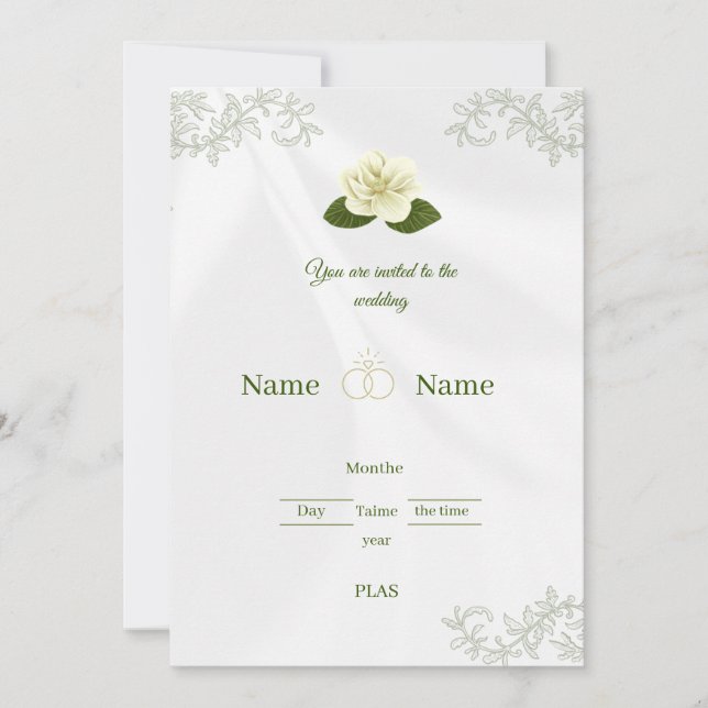 Elegant White Rose Floral Wedding Invita Einladung (Vorderseite)