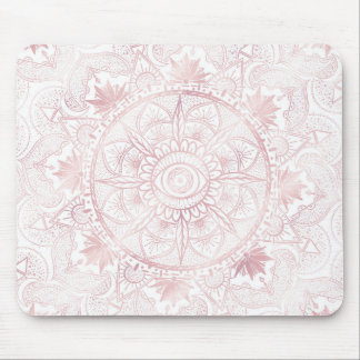 Elegant White Rose Gold Eye Sun Moon Mandala Mousepad