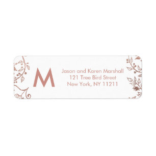 Elegant White Rose Gold Floral Address