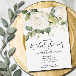 Elegant White Roses Bridal Shower Invitation Einladung