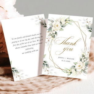 Elegant White Roses Eucalyptus Wedding Vielen Dank Dankeskarte
