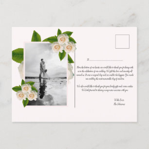 Elegant White Roses Flat Danke Postcard Postkarte