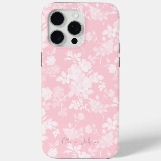 Elegant White Roses Pink Floral Case-Mate iPhone Hülle (Rückseite)