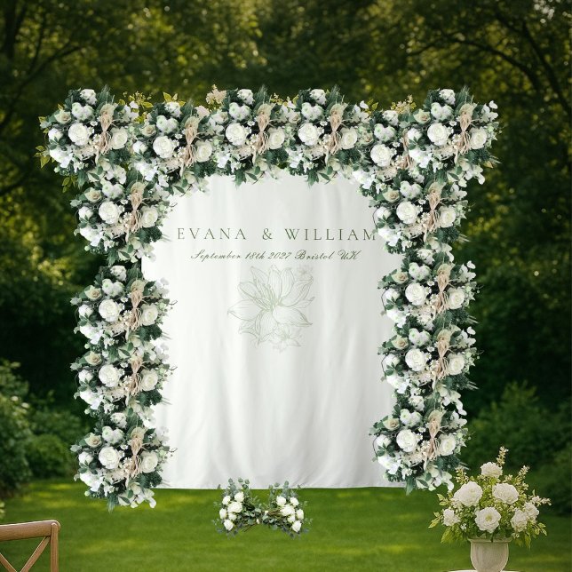 Elegant White Sage Green Backdrops banner Wandteppich (Von Creator hochgeladen)