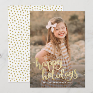 Elegant White Script Calligraphy Happy Holiday Ca Feiertagskarte