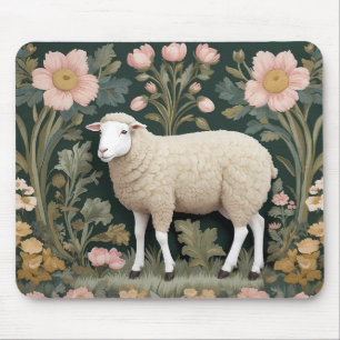 Elegant White Sheep William Morris Inspiriert Mousepad
