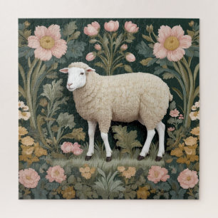 Elegant White Sheep William Morris Inspiriert Puzzle