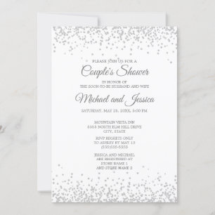 Elegant White Silver Glitzer Couple's Bridal Einladung