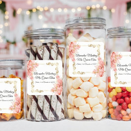 Elegant White Simple Pink Rose Gold Quinceñera Quadratischer Aufkleber