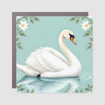 Elegant white swan floral blue