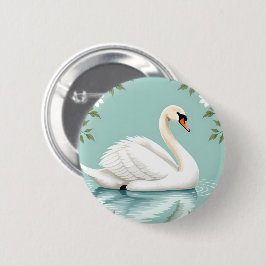 Elegant white swan floral blue button